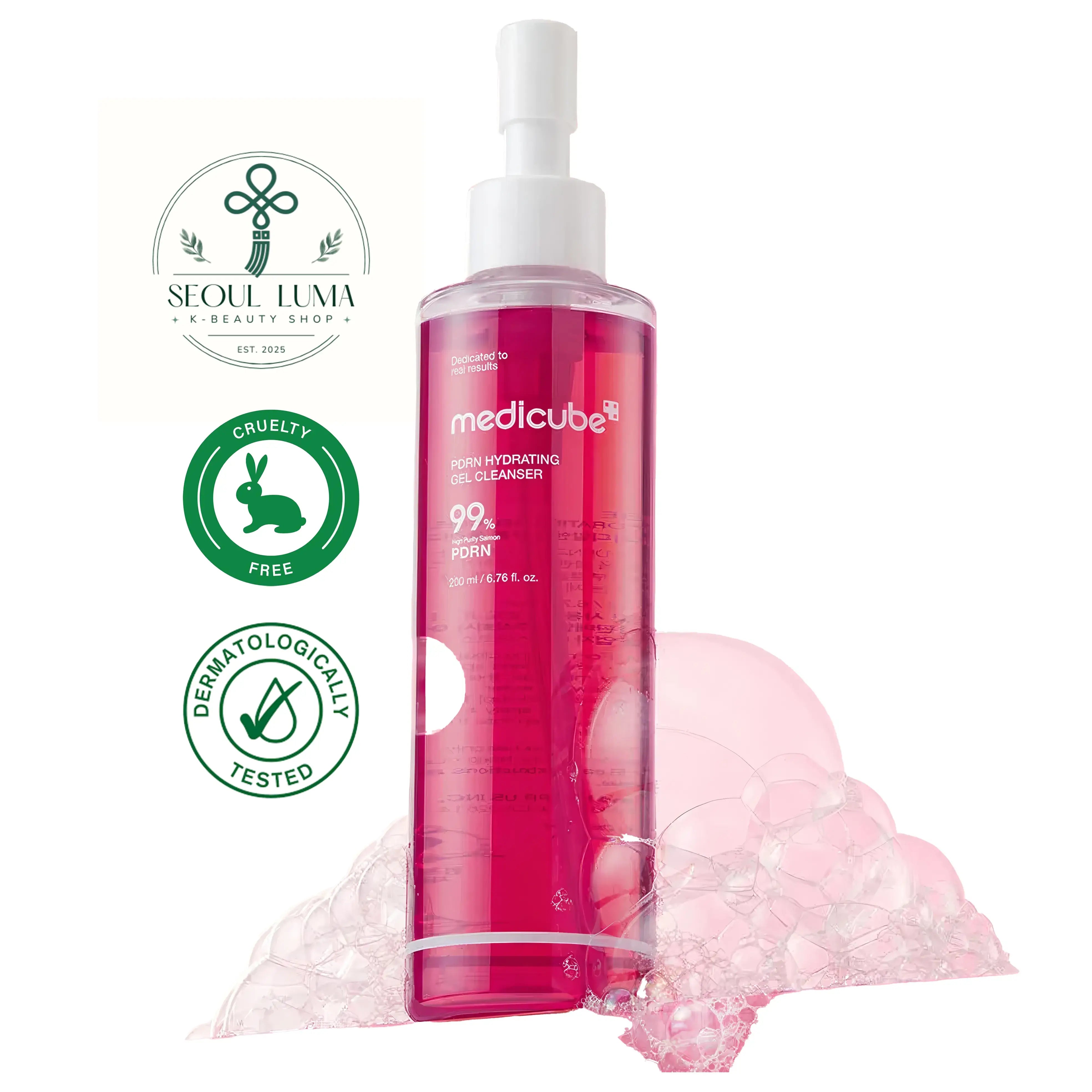MEDICUBE PDRN Gel to Foam Cleanser with 99% pure PDRN, 5 ceramides, and hyaluronic acid for hydrating cleanse